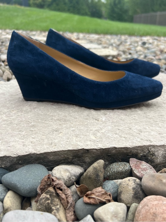 Talbots Shoes - Talbots Navy Suede Wedge Pumps
